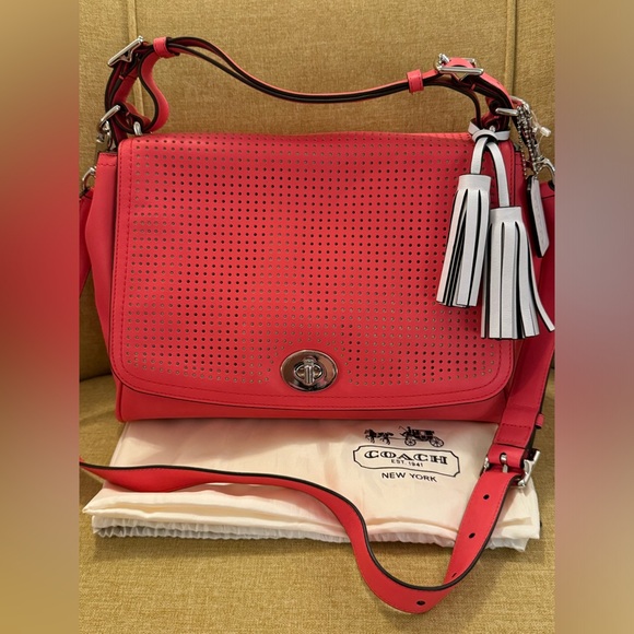 Coach Watermelon Perforated Leather Romy Crossbody - Picture 1 of 11